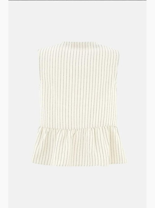 Blusa às riscas com gola redonda e sem mangas hiccup - Kiabi Blusa às riscas com gola redonda e sem mangas hiccup - Kiabi