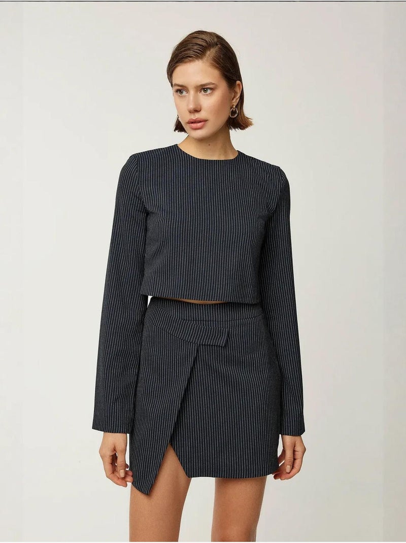 Blusa às riscas com gola redonda hiccup Preto - Kiabi