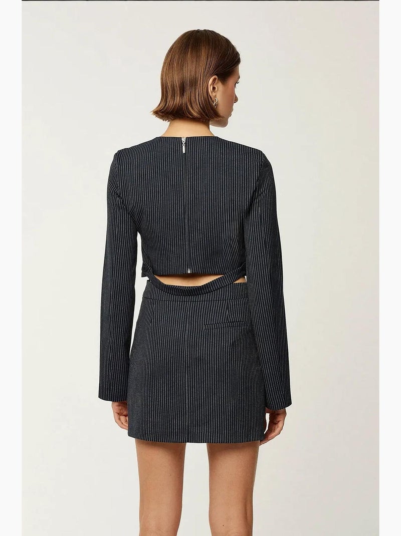 Blusa às riscas com gola redonda hiccup Preto - Kiabi