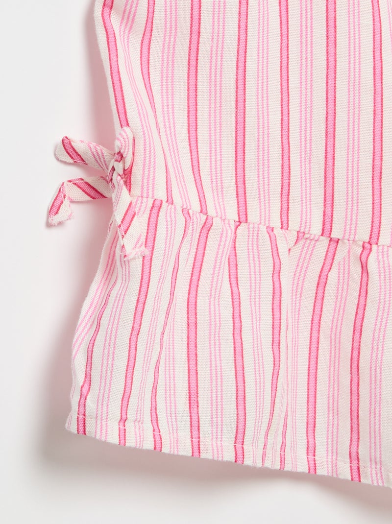 Blusa às riscas com laços fantasia Rosa - Kiabi