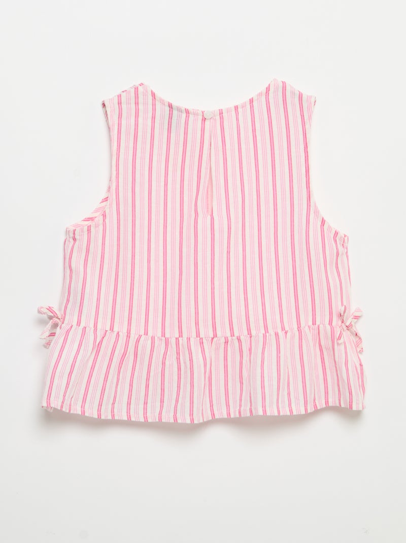 Blusa às riscas com laços fantasia Rosa - Kiabi