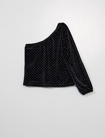 Blusa assimétrica de lantejoulas
