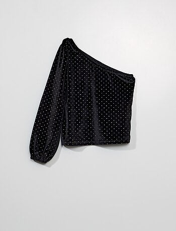 Blusa assimétrica de lantejoulas