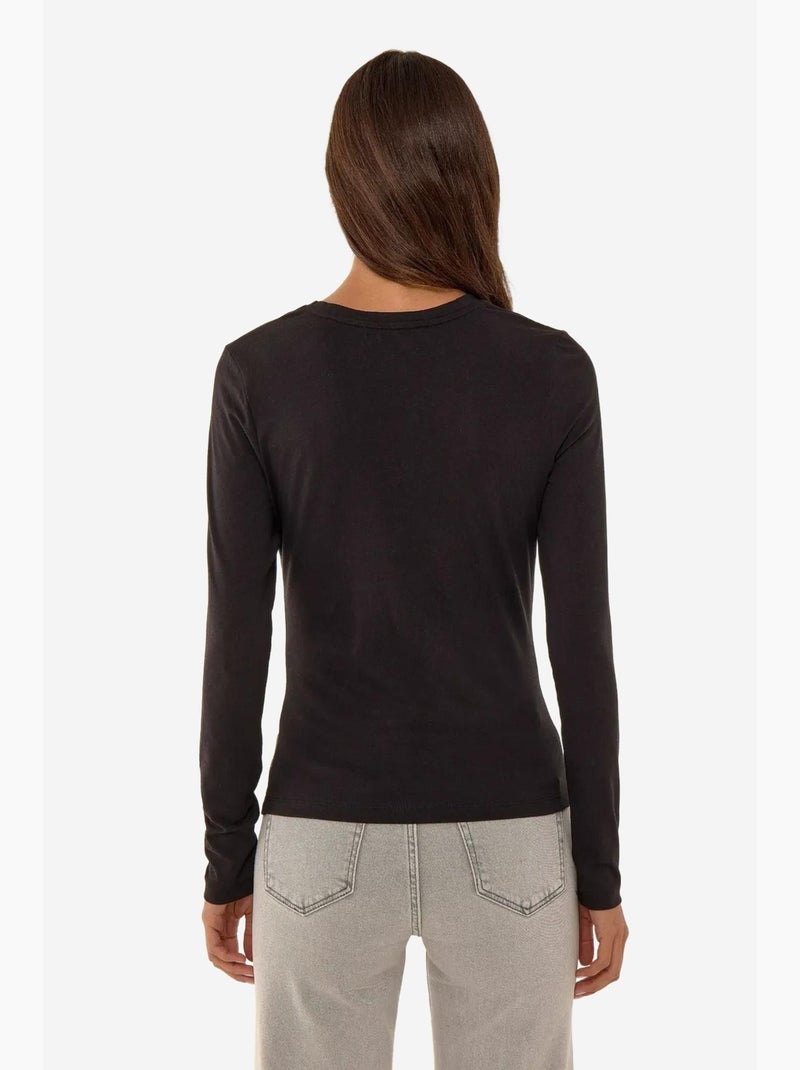 Blusa assimétrica de manga comprida e gola redonda hiccup Preto - Kiabi