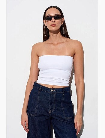 Blusa bandeau bodycon sem alças dilvin