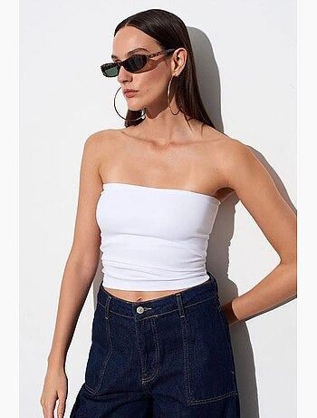 Blusa bandeau bodycon sem alças dilvin