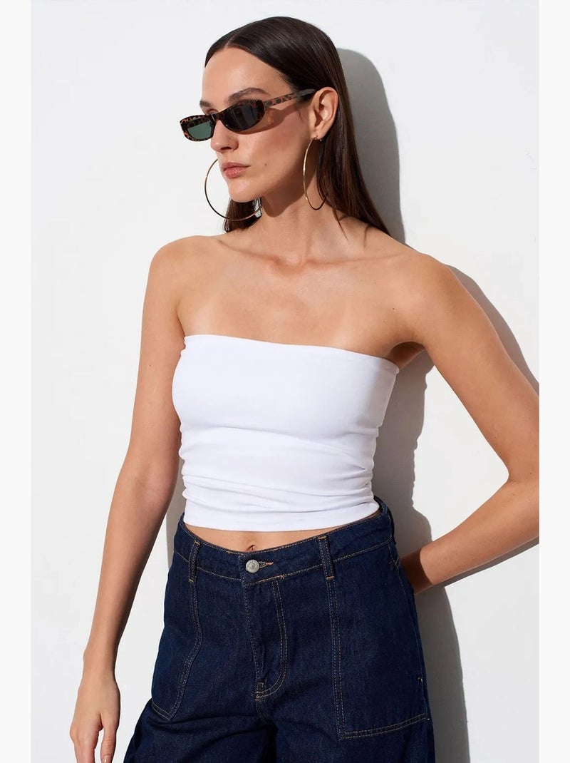 Blusa bandeau bodycon sem alças dilvin Branco - Kiabi