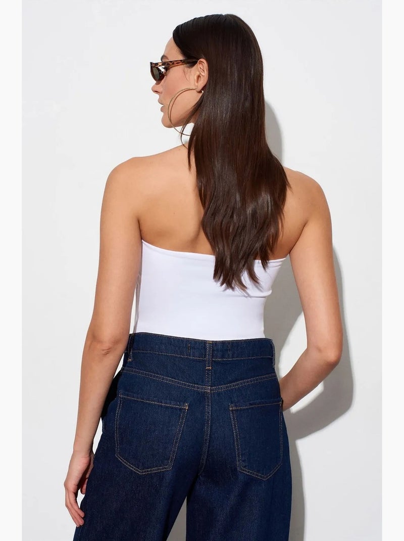 Blusa bandeau bodycon sem alças dilvin Branco - Kiabi