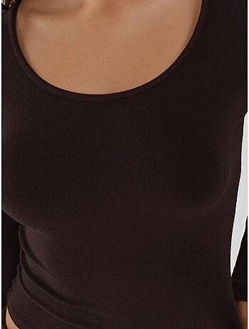 Blusa básica de malha com decote em u e manga comprida hiccup