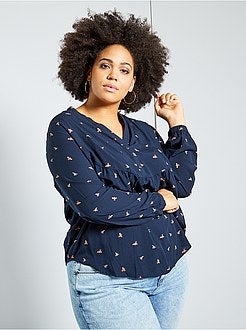 Blusa básica elástica com franzidos - Kiabi