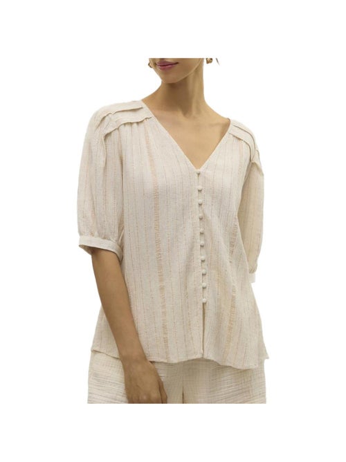 Blusa Bege Vero Moda Dahlia para Mulher - Kiabi Blusa Bege Vero Moda Dahlia para Mulher - Kiabi