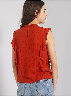 Blusa bordada com pregas - Kiabi