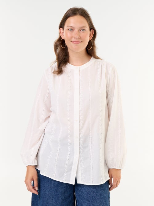 Blusa bordada de manga comprida - Kiabi