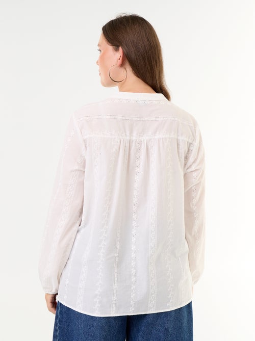 Blusa bordada de manga comprida - Kiabi