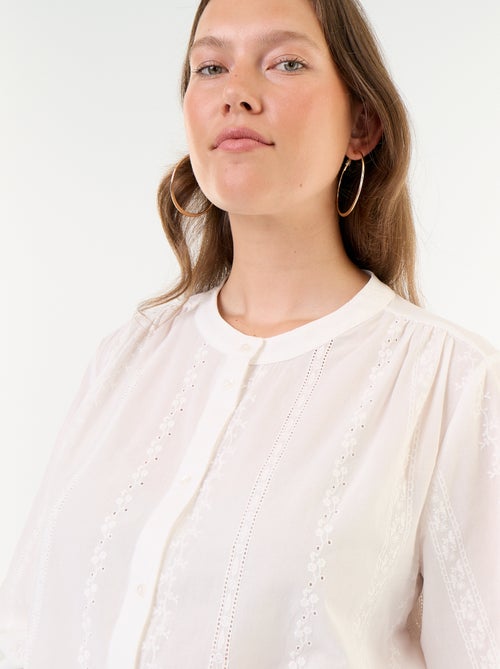 Blusa bordada de manga comprida - Kiabi