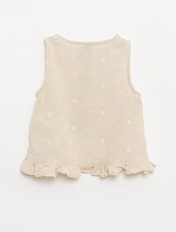 Blusa bordada sem mangas