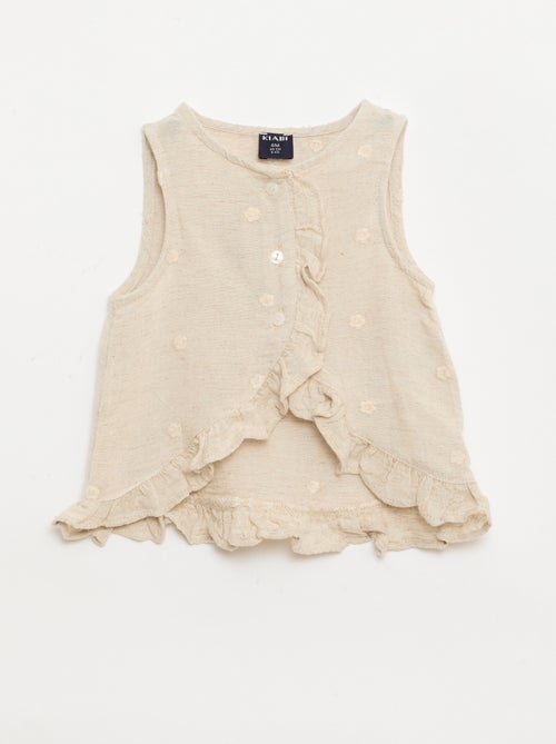 Blusa bordada sem mangas - Kiabi