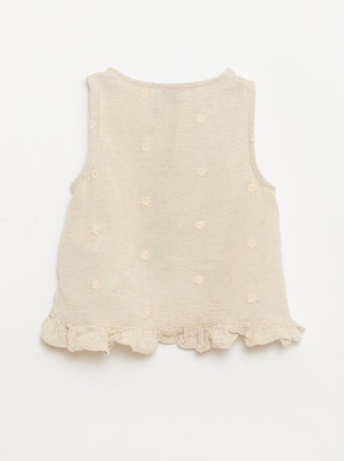 Blusa bordada sem mangas - Kiabi