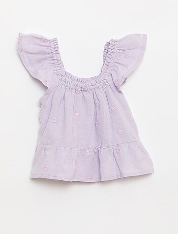 Blusa bordada sem mangas