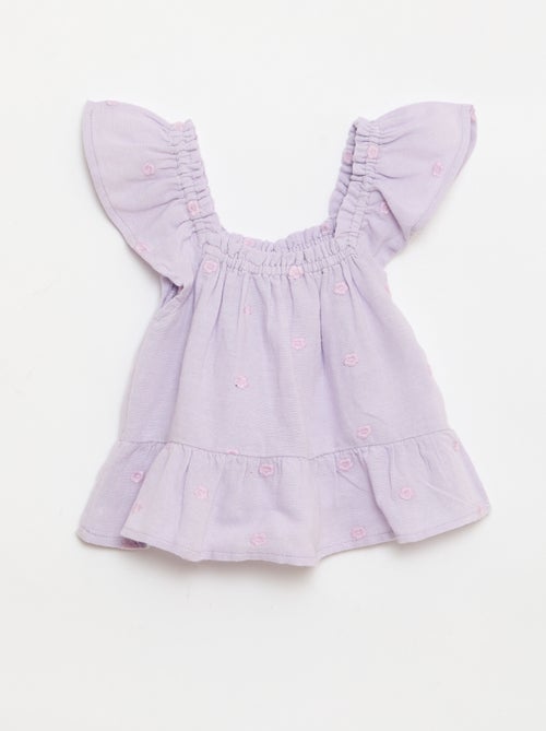 Blusa bordada sem mangas - Kiabi