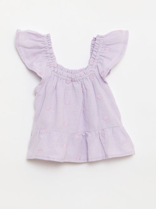 Blusa bordada sem mangas - Kiabi