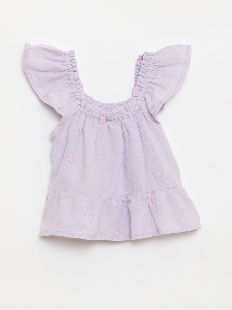 Blusa bordada sem mangas Violeta - Kiabi