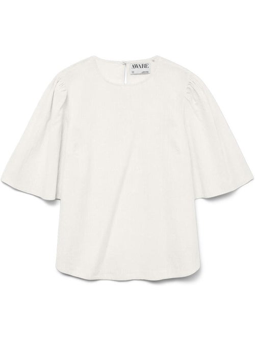 Blusa branca vero moda presley 2/4 para mulher - Kiabi Blusa branca vero moda presley 2/4 para mulher - Kiabi