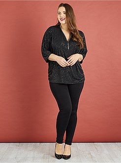 Blusa brilhante com gola com fecho - Kiabi