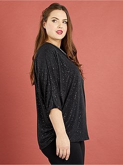 Blusa brilhante com gola com fecho - Kiabi