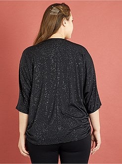 Blusa brilhante com gola com fecho - Kiabi