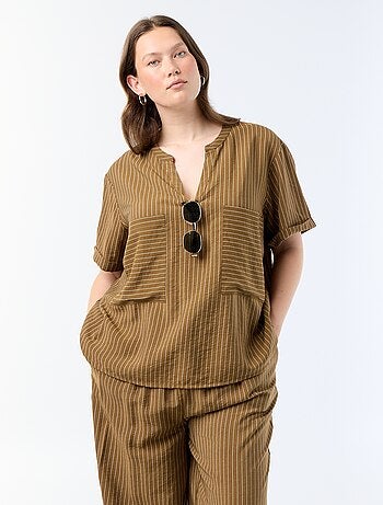 Blusa caftan em viscose fluida