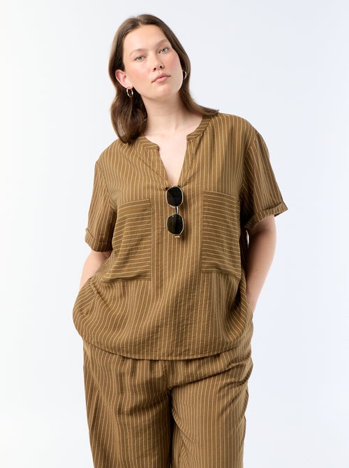 Blusa caftan em viscose fluida - Kiabi