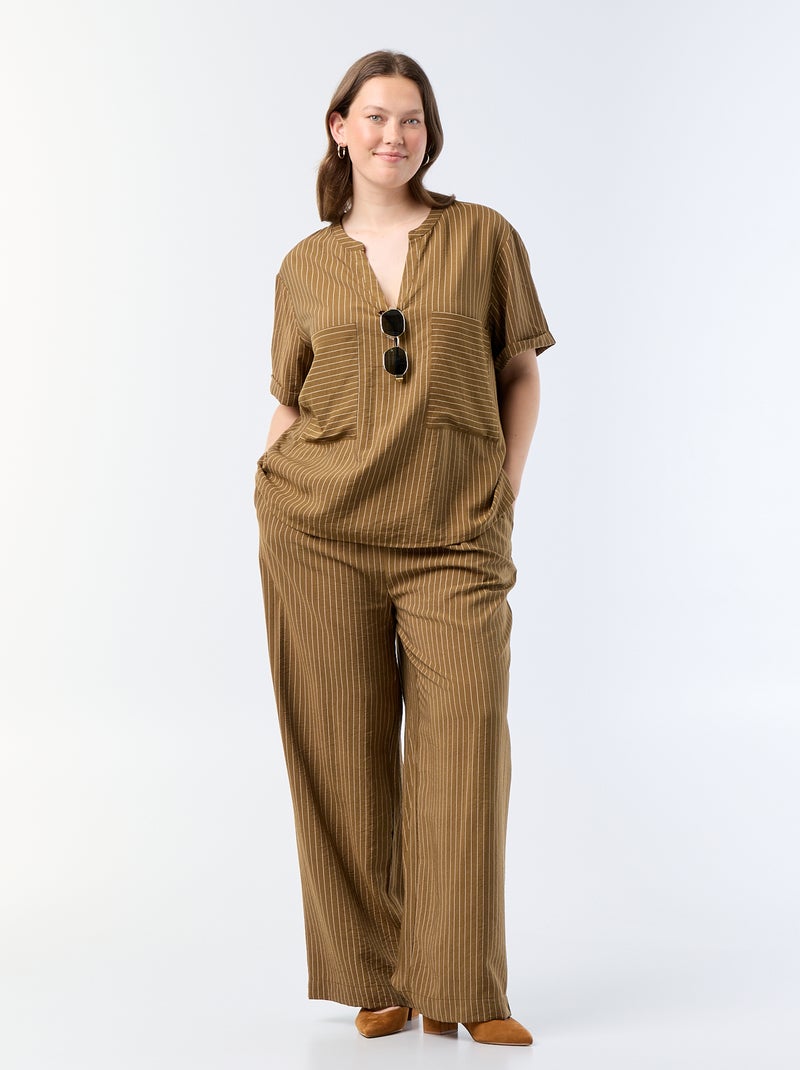 Blusa caftan em viscose fluida Caqui - Kiabi