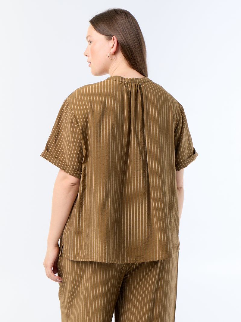 Blusa caftan em viscose fluida Caqui - Kiabi