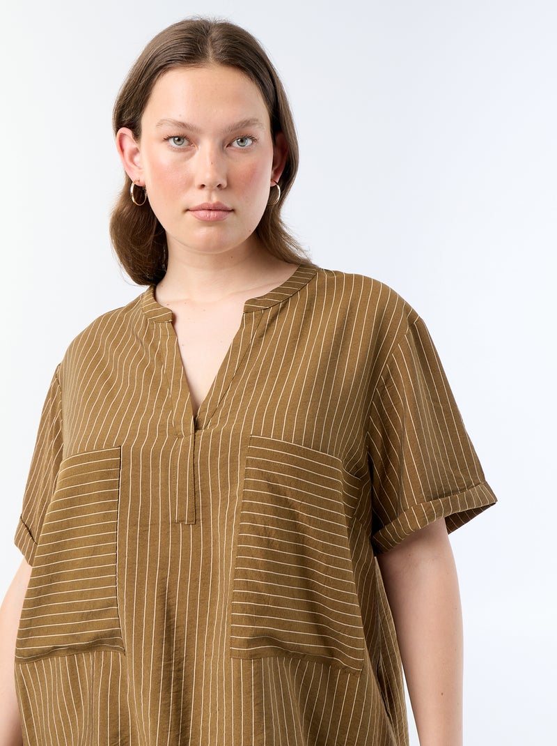 Blusa caftan em viscose fluida Caqui - Kiabi