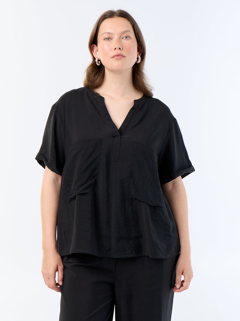 Blusa caftan em viscose fluida Preto - Kiabi