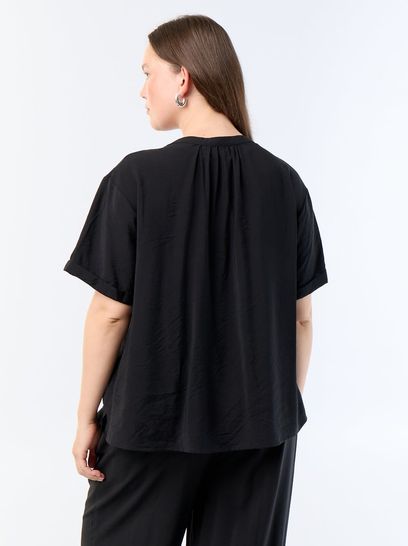 Blusa caftan em viscose fluida Preto - Kiabi