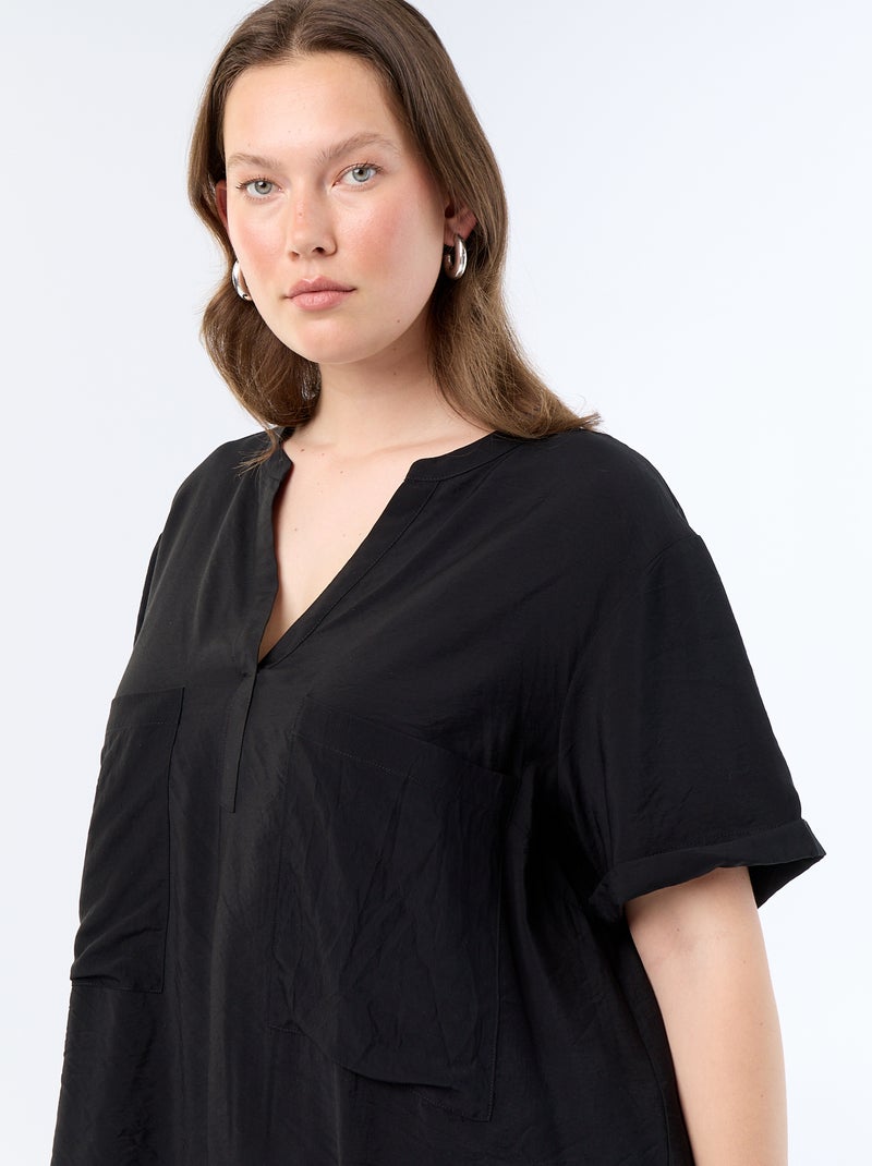 Blusa caftan em viscose fluida Preto - Kiabi