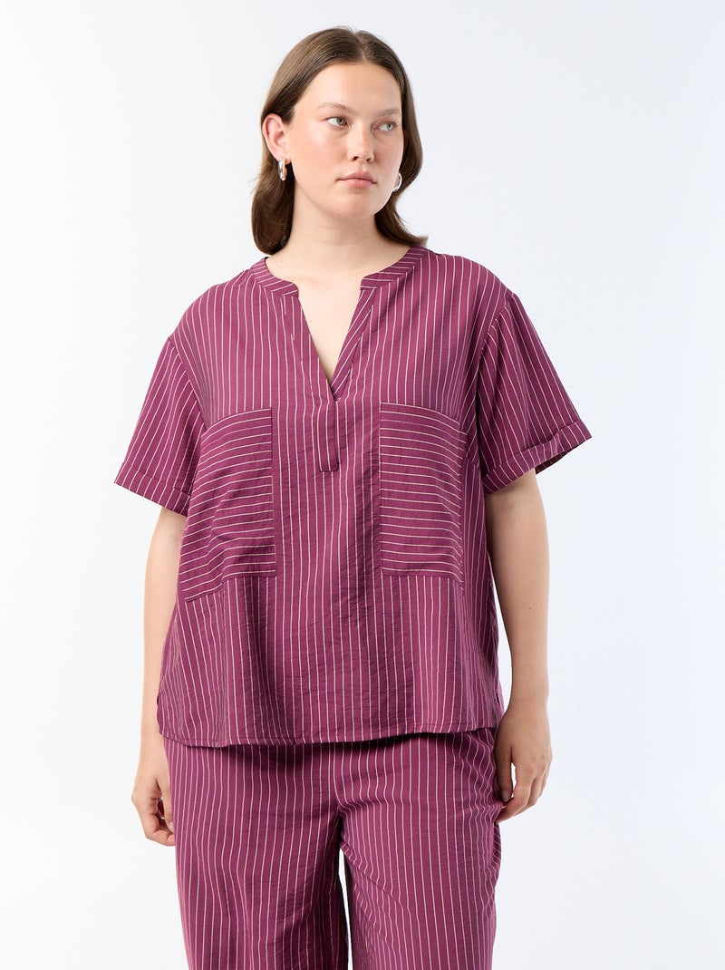Blusa caftan em viscose fluida Roxo - Kiabi