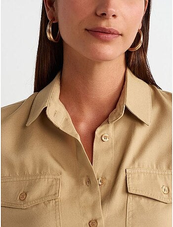 Blusa camisa cropped em tencel dilvin
