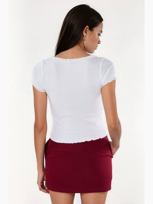 Blusa canelada com decote em u de corte justo busem - Kiabi