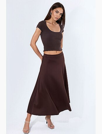 Blusa canelada com decote em u de corte justo busem