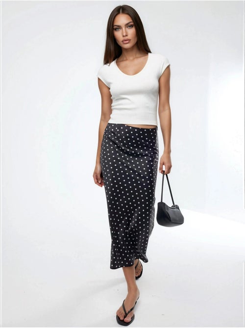Blusa canelada com decote em v busem - Kiabi
