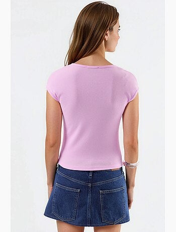 Blusa canelada com decote em v busem