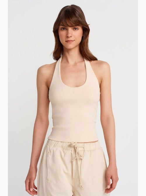 Blusa canelada de decote halter sem mangas dilvin - Kiabi Blusa canelada de decote halter sem mangas dilvin - Kiabi