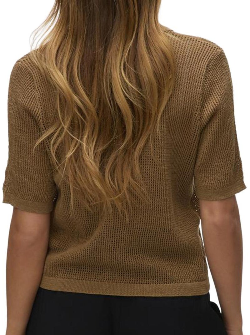 Blusa castanha feminina vero moda asaga Castanho-capuccino - Kiabi