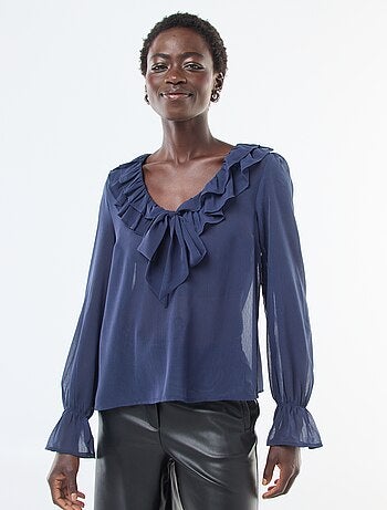 Blusa cavaleira em voile transparente