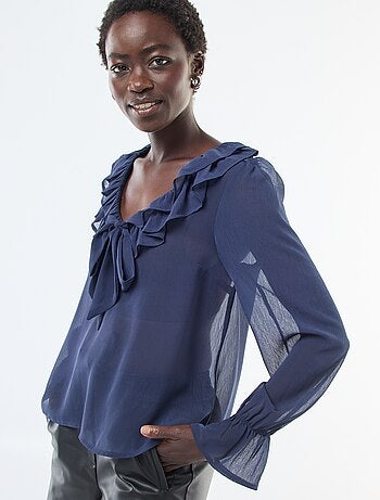 Blusa cavaleira em voile transparente