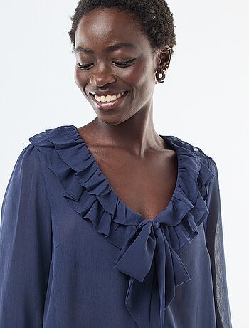 Blusa cavaleira em voile transparente