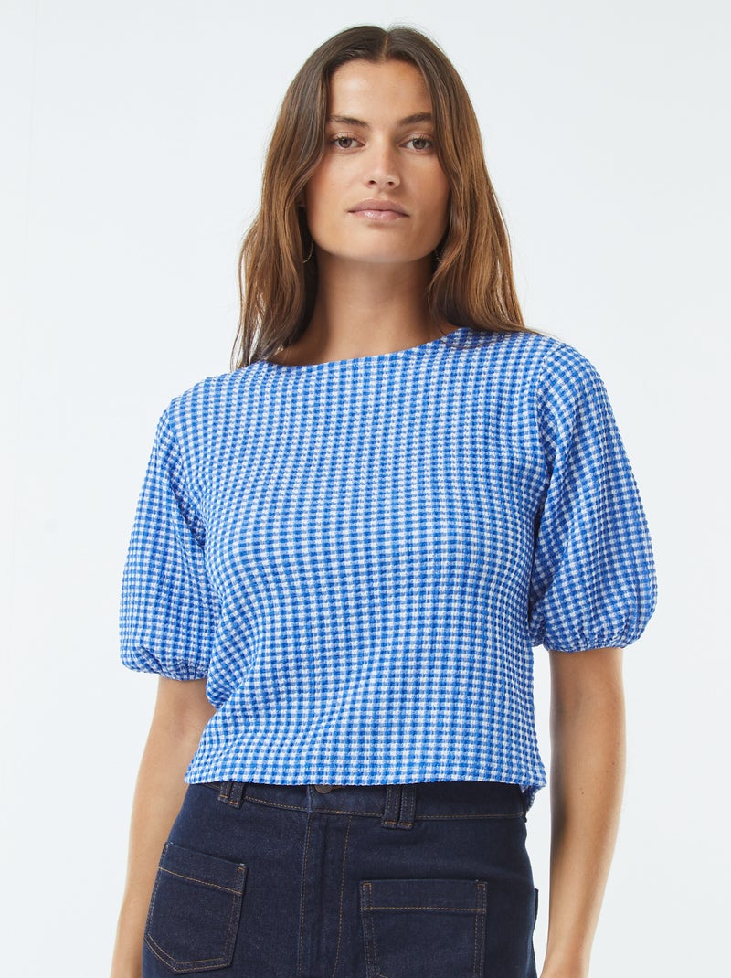Blusa com atilhos para apertar Azul - Kiabi